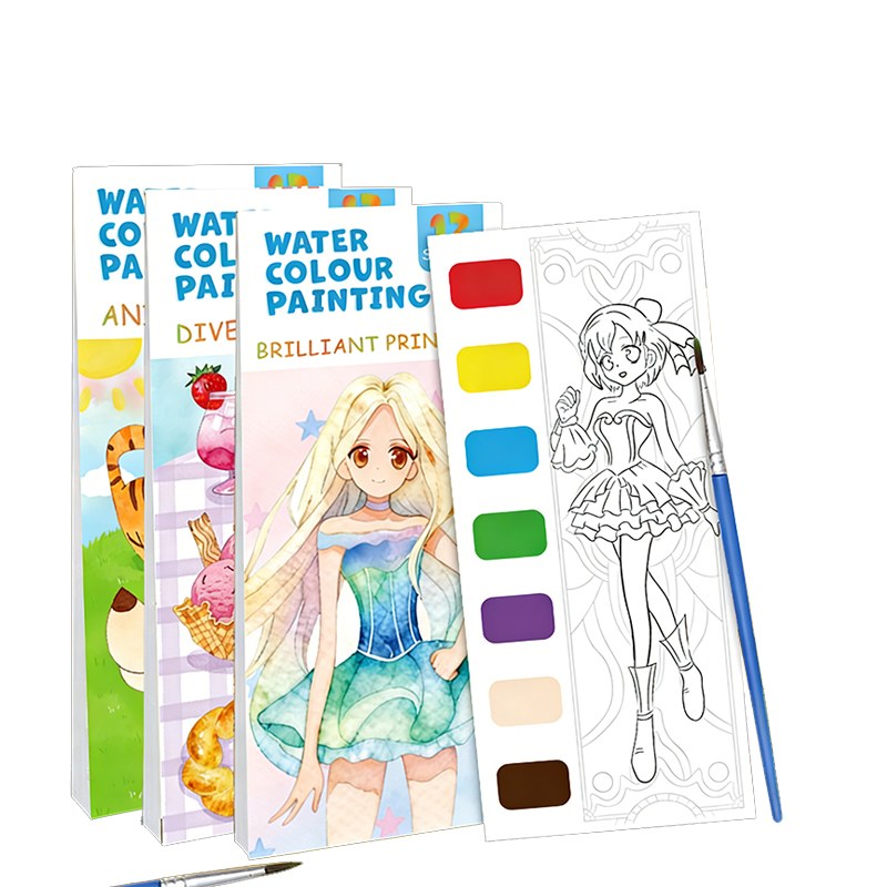 Livro de pintura em aquarela de capa dura com tinta embutida