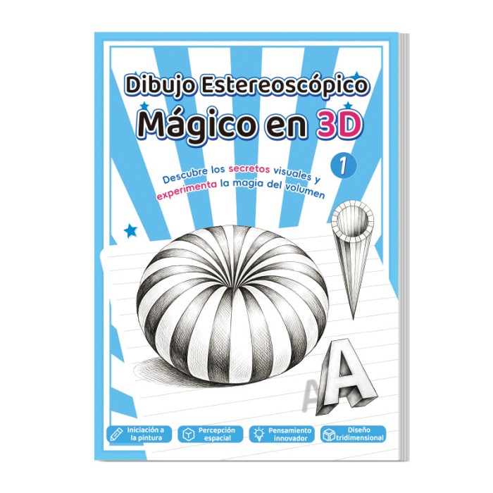 Livro de desenho estereoscópico 3D da edição espanhola